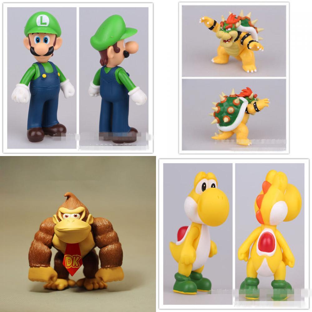 Super Bros Mario Luigi Bowser Princess Peach Pvc Action Figures Kids Toy