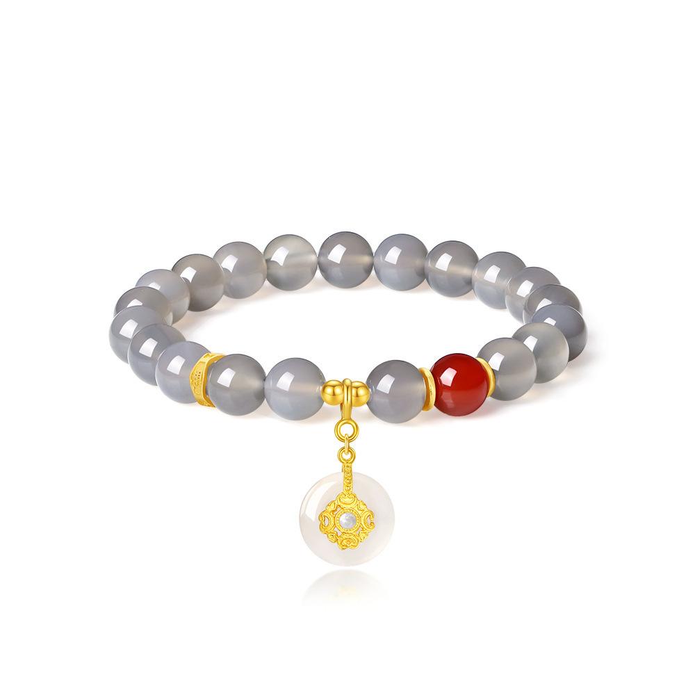 Peaceful Chalcedony Bracelet, Light Luxury Gray Agate Bracelet, Unique Design, Birthday Gift for Girlfriend