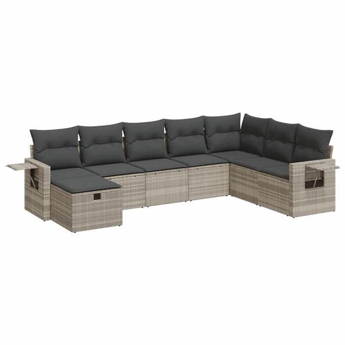 VidaXL Salon de jardin 8 pcs avec coussins gris clair résine tressée 3325538