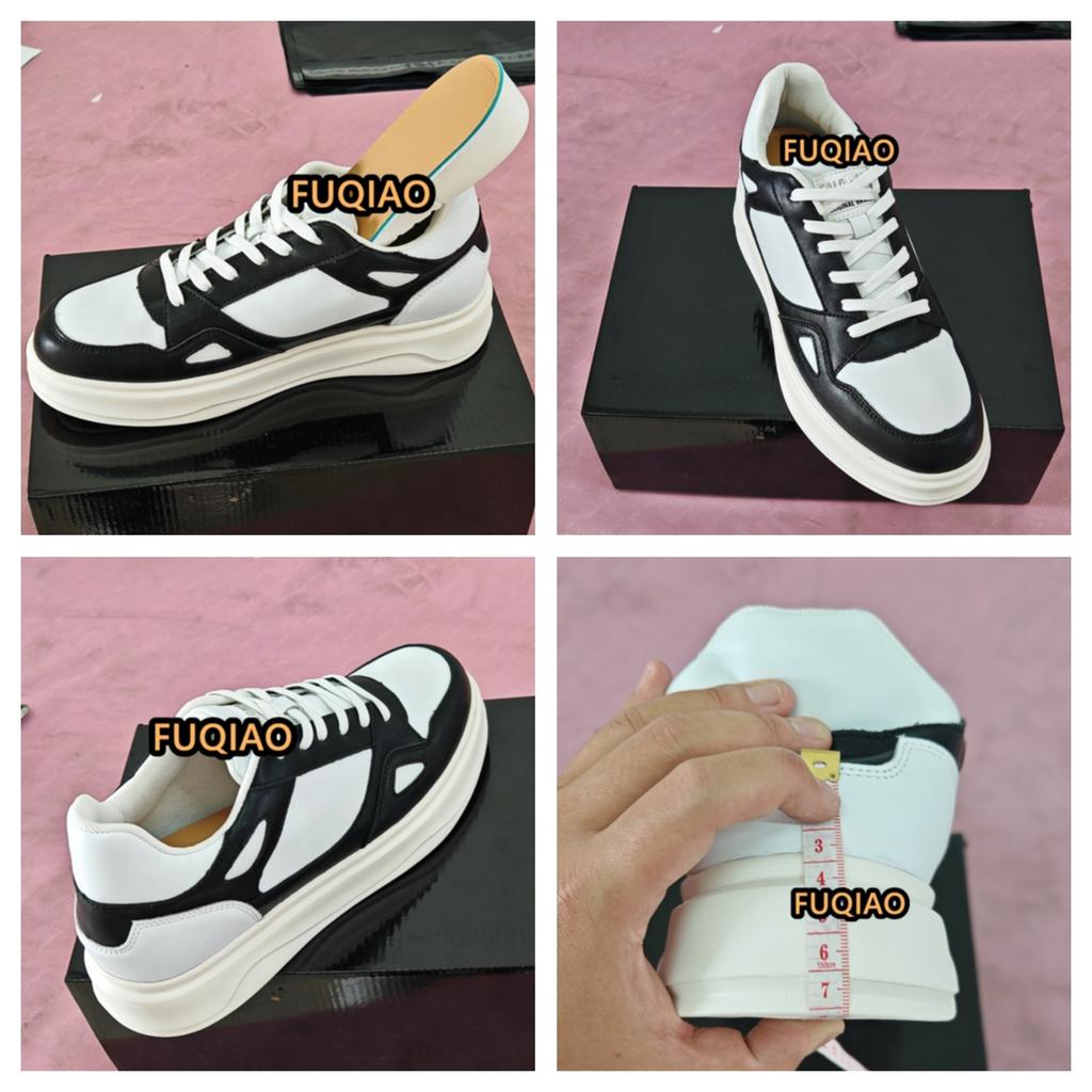 Men 6CM Height Increase Cow Leather Casual Elevator Shoes Summer Breathable Mesh & Leather Sneakers Comfortable Loafers