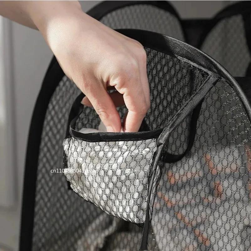 1-5pcs Horizontal Foldable Laundry Basket Mesh Cloth Breathable Laundry Hamper Home Accessories Large Capacity Storage Baskets