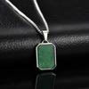 Stainless Steel Rectangle Natural Stone Pendant Necklaces, Minimalist Dainty Chain Necklace, Luxury Fashion Jewelry For Men Gift