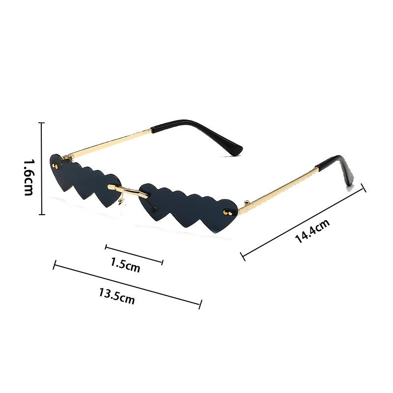 Love Heart Shaped Rimless Sunglasses Women New Fashion Party Shades Eyewear Metal Frame Sun Glasses UV400 Fancy Accessories