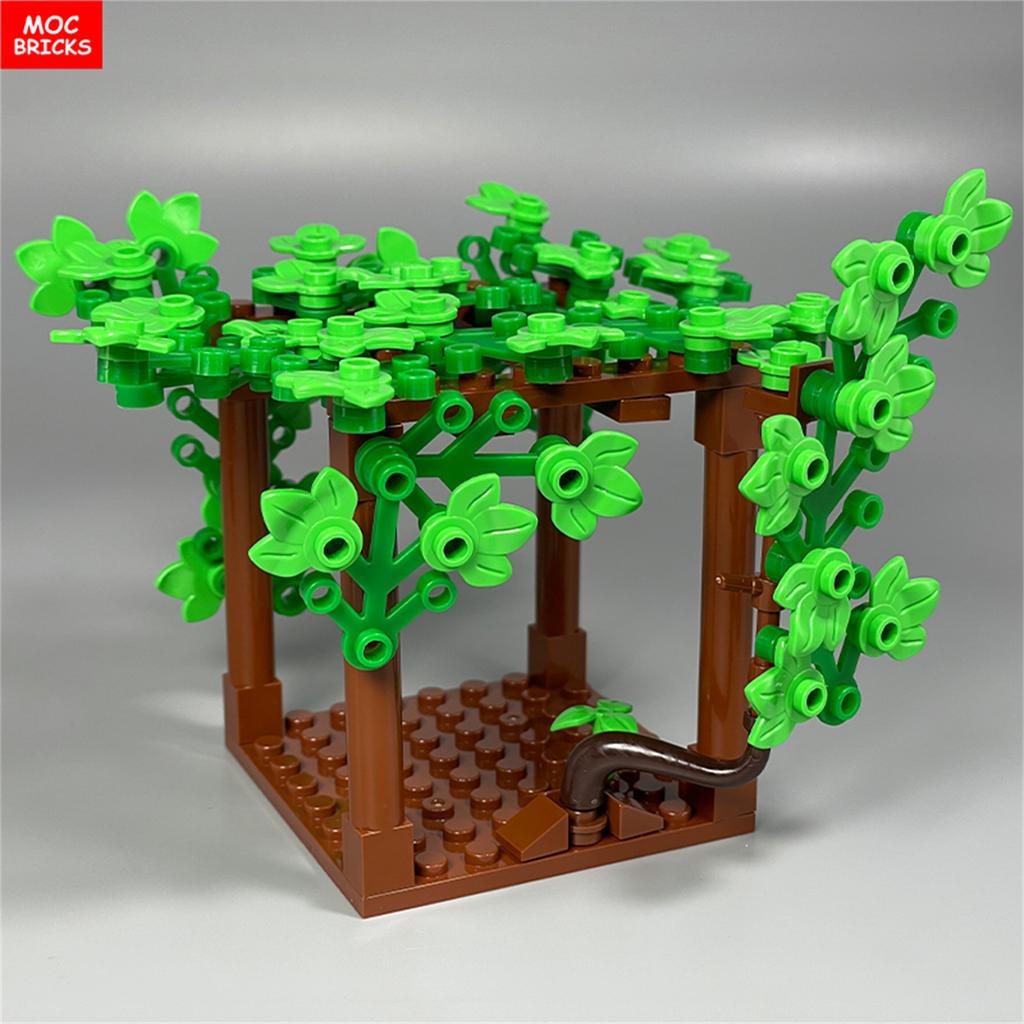MOC Bricks Square Grape Trellis City Farm Vineyard Garden Scene Accessories Educational Building Blocks Model Kids Toys Gifts