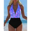 New European and American Style Leopard Print One-piece Swimsuit Women's Deep V Neck High Waist Thin Backless Beach Vacation Swimsuit