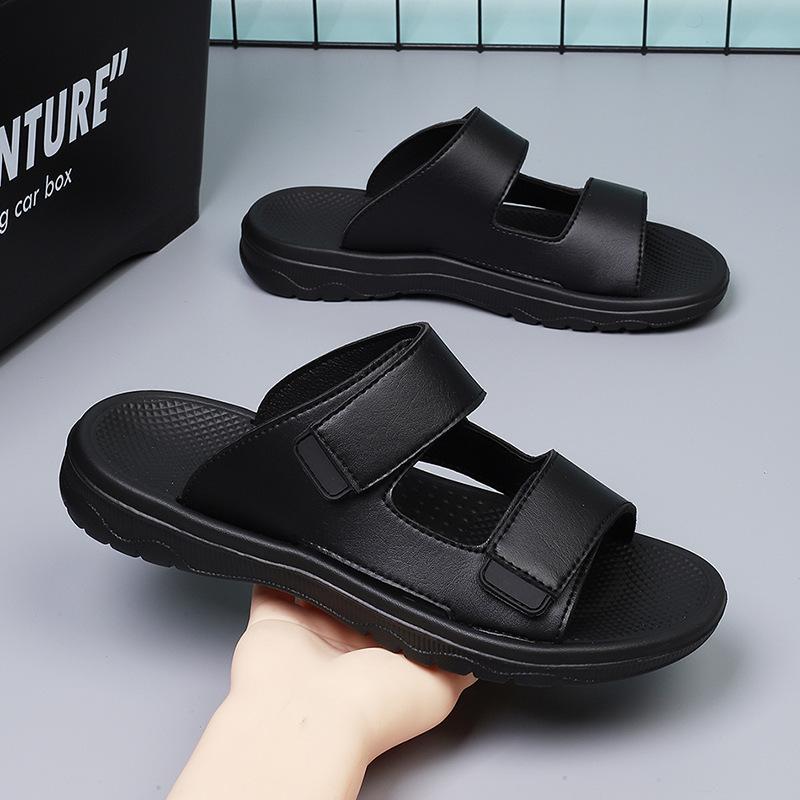 2024 New Slippers Men's Sandals Versatile Soft Sole One-word Non-slip Beach Shoes Summer Fashion Wear Sandals