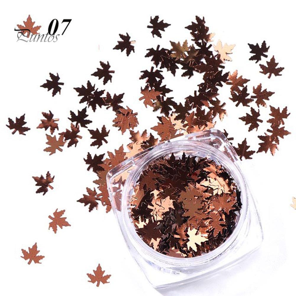Puntos Nail Art Autumn Glitter Gradient Maple Leaf Sequins Applique Christmas Decor