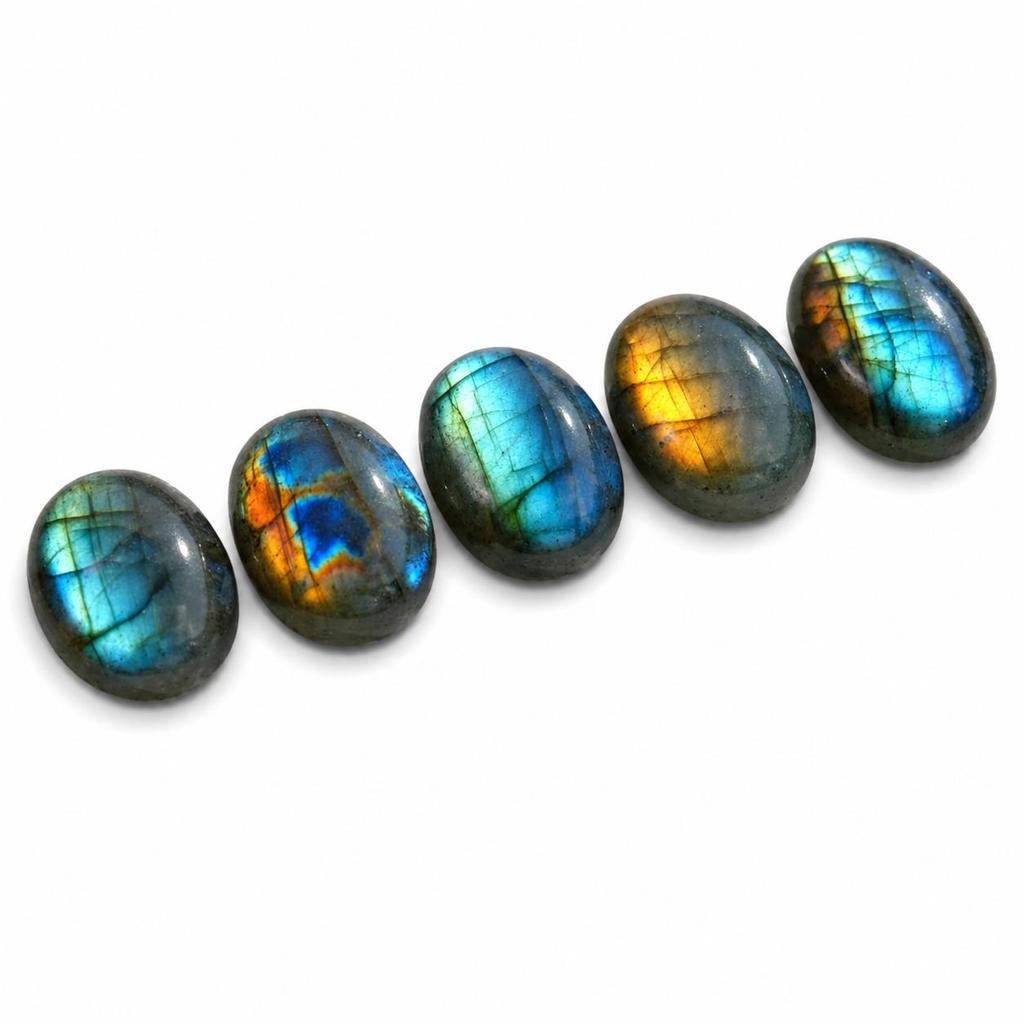 Natural Labradorite Oval Cabochon Gemstone, Flashy Blue Fire Labradorite Stone for Jewelry Making, Polished Loose Labradorite Cabochon