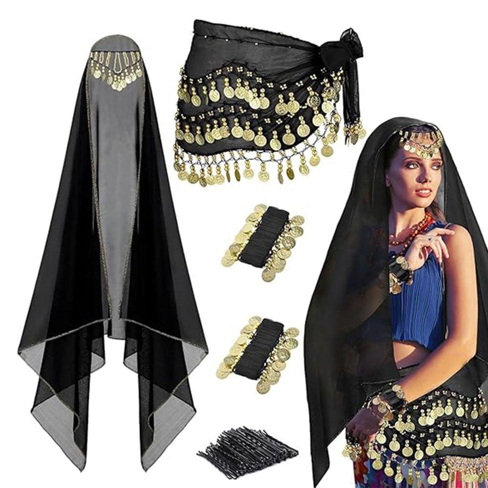 Coin Wrist Bracelets Women's Belly Dance Outfits Dance Costume Set Stage Performances