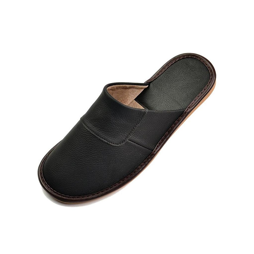 Kast Business Genuine Leather Room Plain Cowhide Stylish Gift for Men and Size 29 Slippers, Shoes, Leather, Women, Black, L, 08, Black,