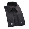Men Shirt Formal Business Style Turn-down Collar Single-breasted Long Sleeve Soft Breathable Solid Color Loose French Style Cufflink Plus Size