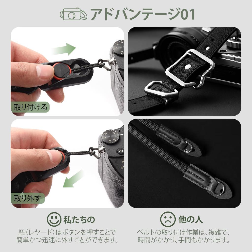 XLMABZ Sangle de Cou pour Appareil Photo avec Design d'Ancre et Sangle Triangulaire Montagne pour et Appareils Photo Compacts Boucle, 3 Couches DSLR, Hybride, (vert)