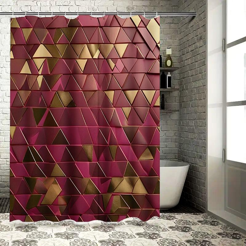 

Luxury 3D Triangle Shower Curtain Waterproof Bathroom Decor with Geometric Print Hot Sale on 90x180cm