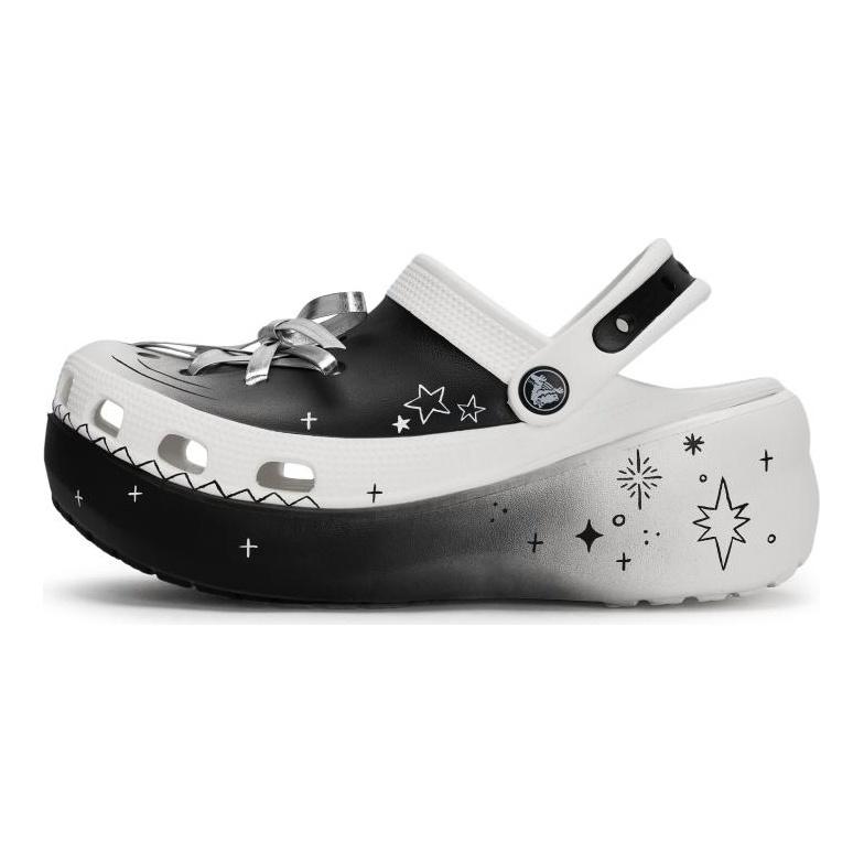 Crocs Classic Platform Clog 811 Hoshino Ginteri Gift Box Graffiti Star Strap Hole Shoes Women's Black and White