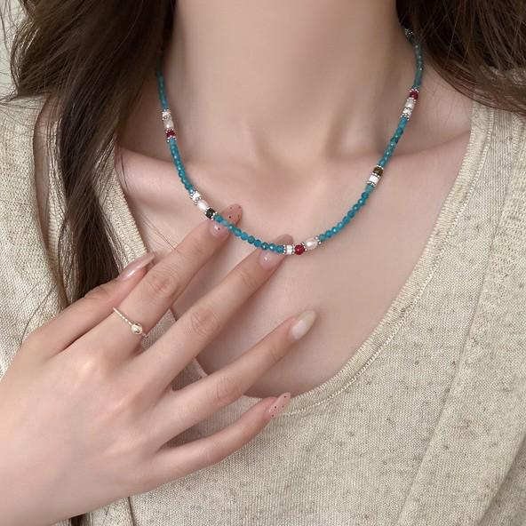 Turquoise Pearl Retro Choker - High-End Ethnic Style Gemstone Necklace for Women