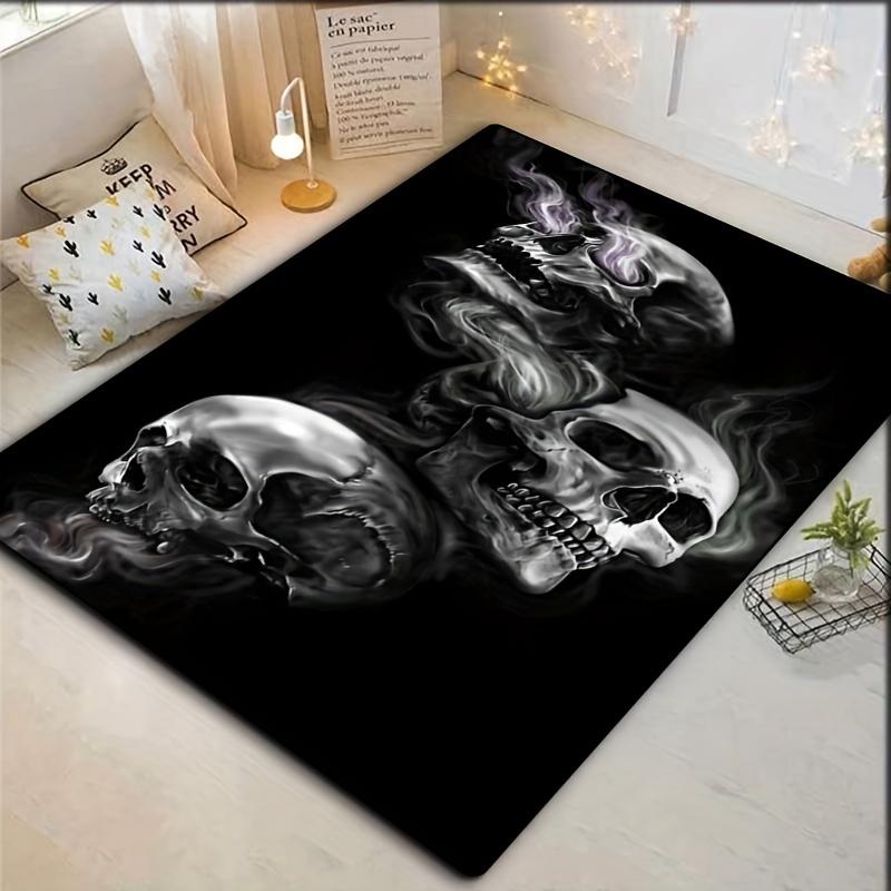 Black Skull Square Carpet Home Bedroom Living Room Decoration Carpet -1pc