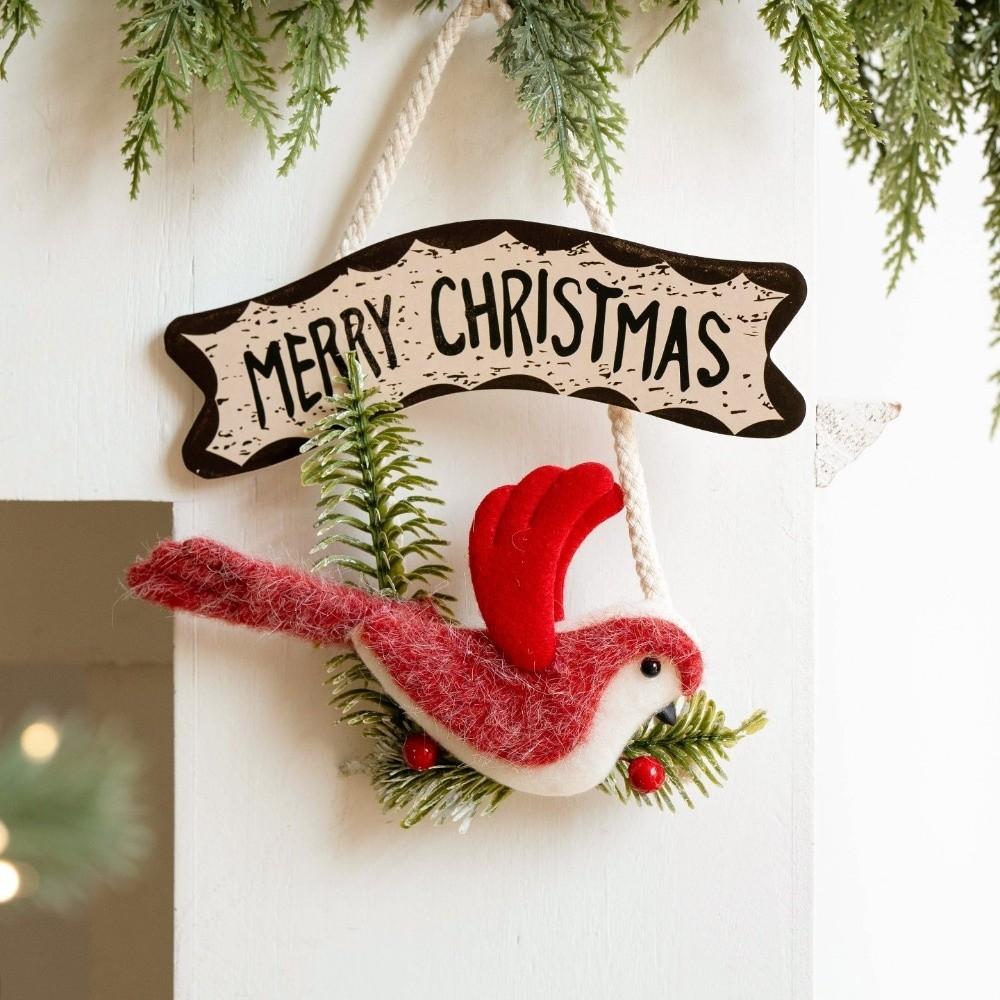 Lifelike Design Christmas Hanging Pendant Lightweight Wreath Bird Ornament  Holiday Decor