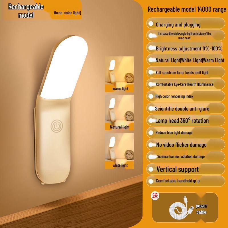 Rechargeable Eye-Friendly Touch Night Lamp with Magnetic Base and Long Battery Life for Desks and Bedsides.