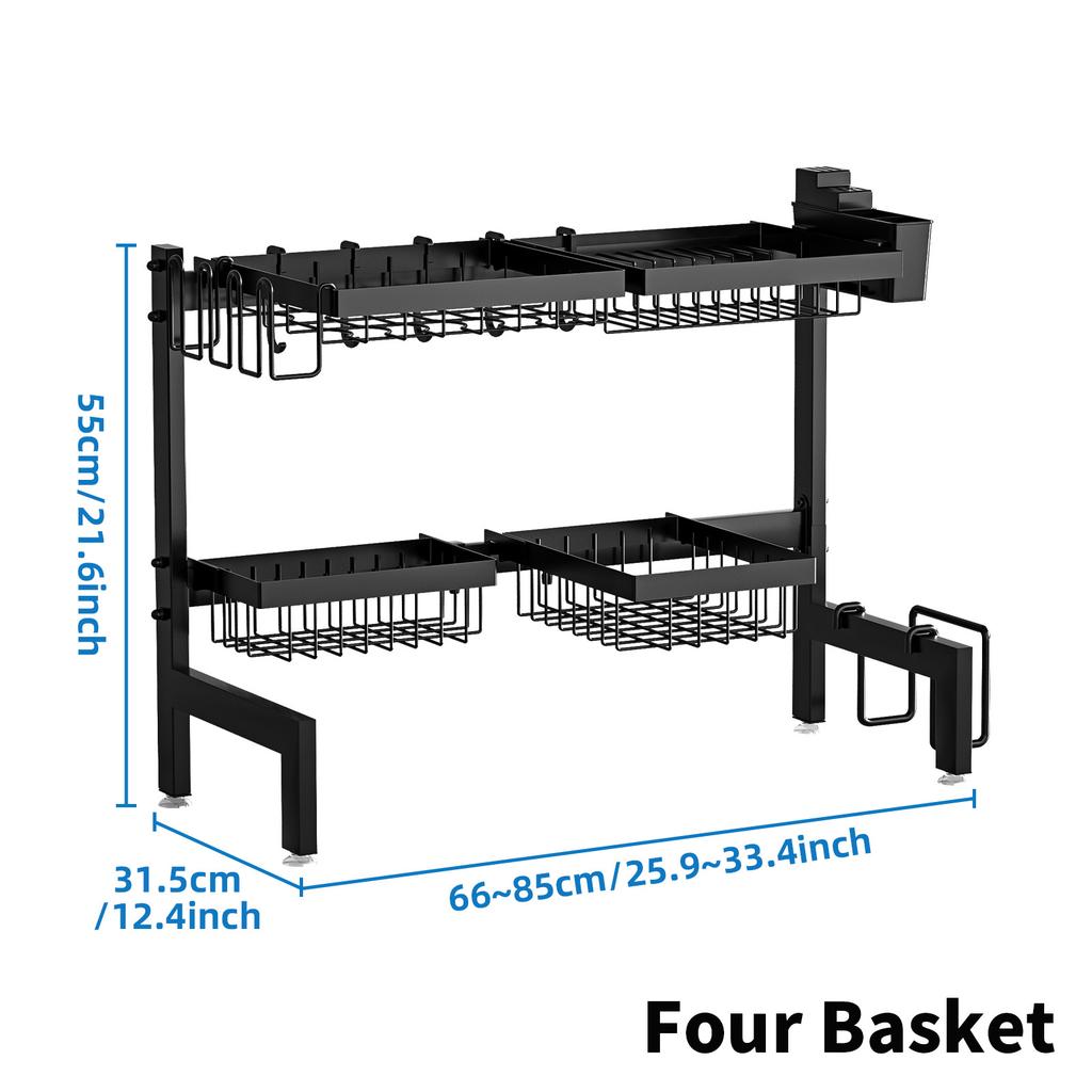Dish Drying Rack,Telescopic Extension Tableware Storage Rack Above The Sink,No Need To Punch Holes,Suitable for Kitchen Supplies