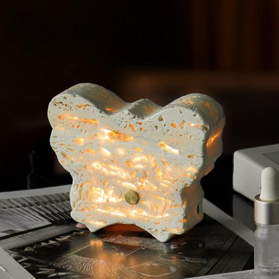Marble Touch Lamp 3 Light Colors Night Light Dual Control Night Lamp Natural Limestone Adjustable Brightness Table Lamp Rechargeable Bedside Lamp for