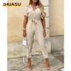 Dames Mode Casual Korte Mouw POLO Hals Jumpsuit