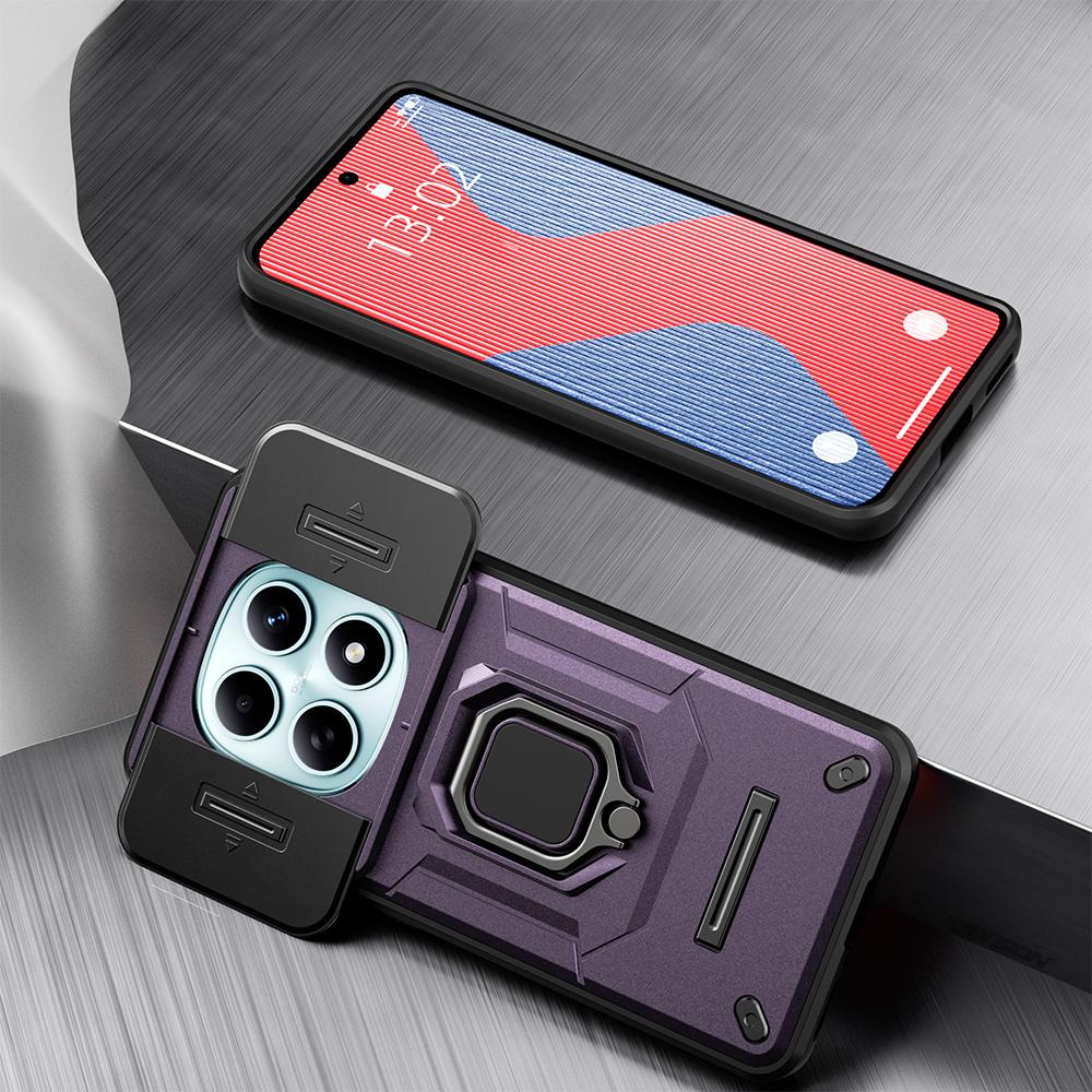 KEYSION Shockproof Case for Xiaomi Redmi Note 15 Pro+ 5G Slide Camera Protection Metal Ring Stand Phone Cover for Redmi Note 15 4G 5G