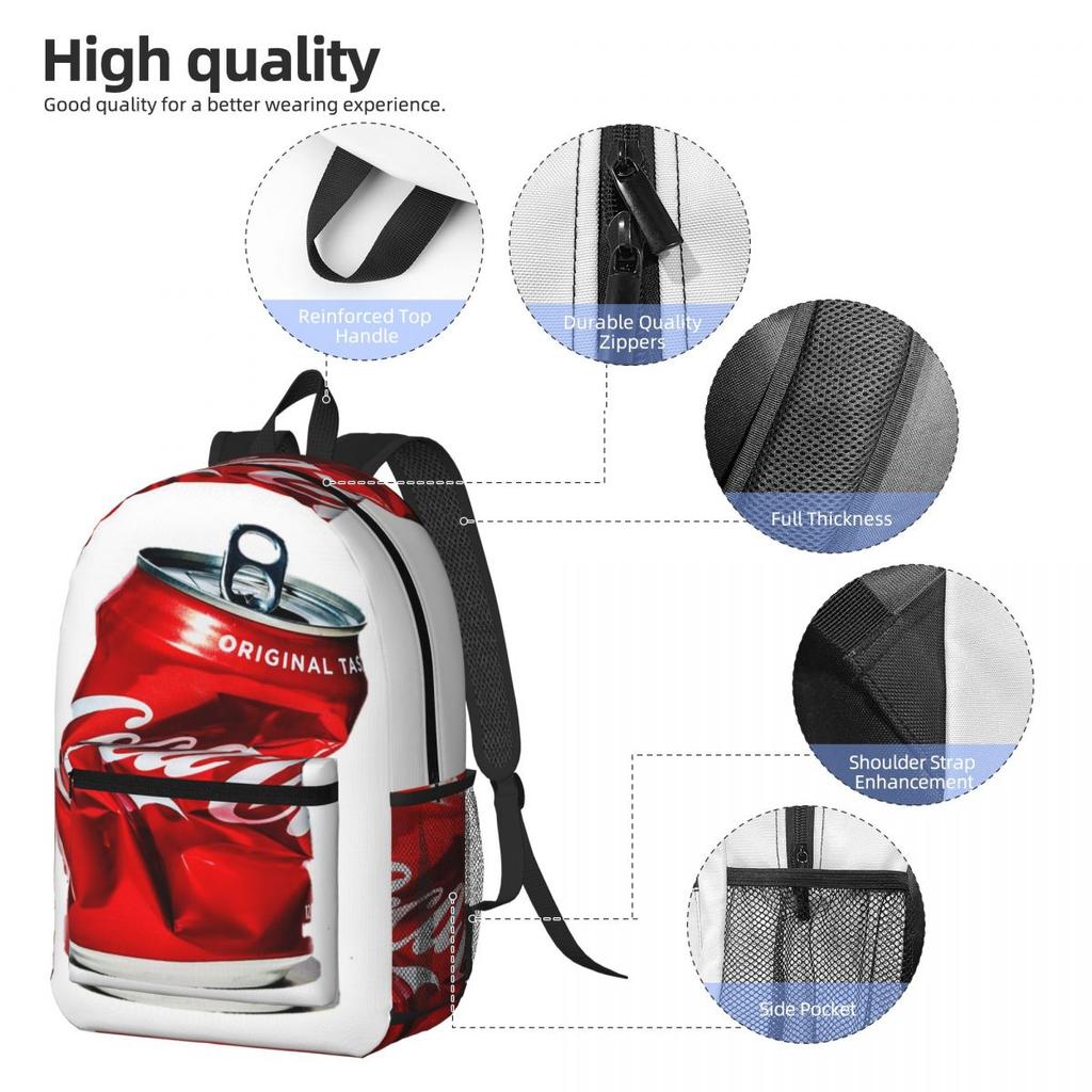 Coca Cola Student Backpack School Bag Hiking Travel Daypack for Boys Girls Bookbag Shoulder Bags