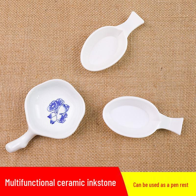 Multifunctional Blue Amber Water Dish Brush & Ink Dish for Calligraphy Supplies Plastic Water Dish
