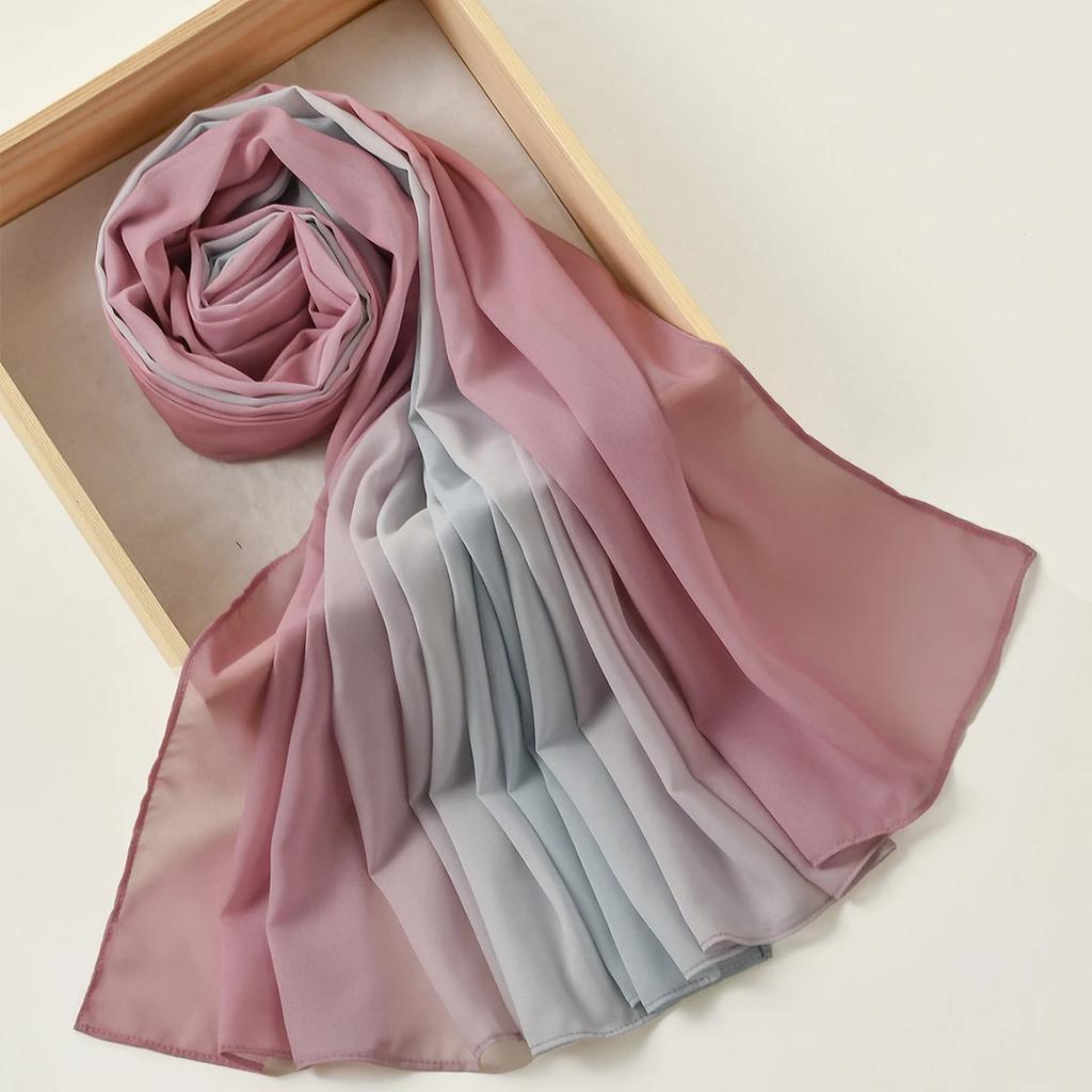 Neuer Muslimischer Farbverlauf Chiffon Hijab Schal Langes Tuch Schal Hohe Qualität Mode Muslimisches Stirnband Halstuch 180*70cm