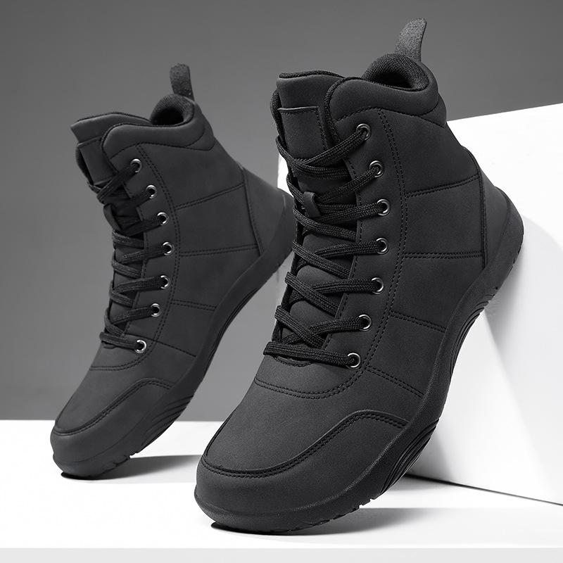 Leather high-top wide-headed barefoot shoes wide-last outdoor hiking shoes men's and women's autumn and winter sports shoes