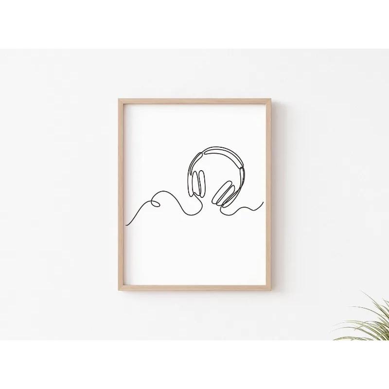 Nordisch Schwarz Weiß Musik Linienzeichnung Klaviertaste Gitarre Schlagzeug Poster Leinwandmalerei Wandkunst Bilder Zuhause Kinderzimmer Dekor