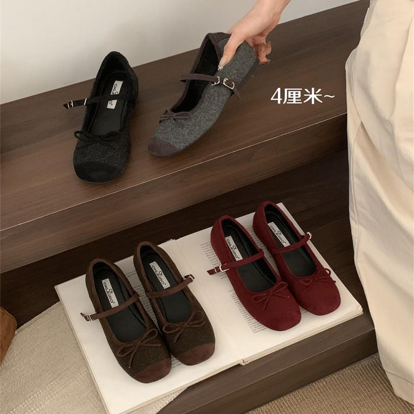 Fashion bow word with Mary Jane shoes female summer retro fairy style with skirt wedge heel ballet shoes single shoes
