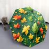 Automatic Folding Umbrella Autumn leaves on a green background. Portable collapsible design, casual outdoor accessory, for all
