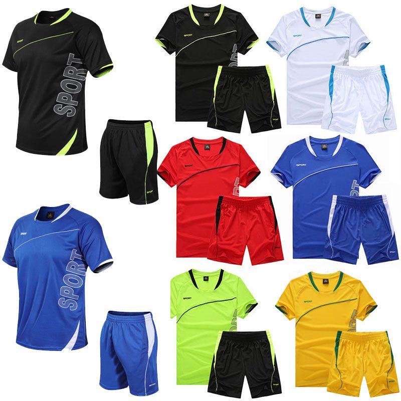 Men Sports Running Suit Quickdrying Short Sleeve Shirts Summer Gym Shorts