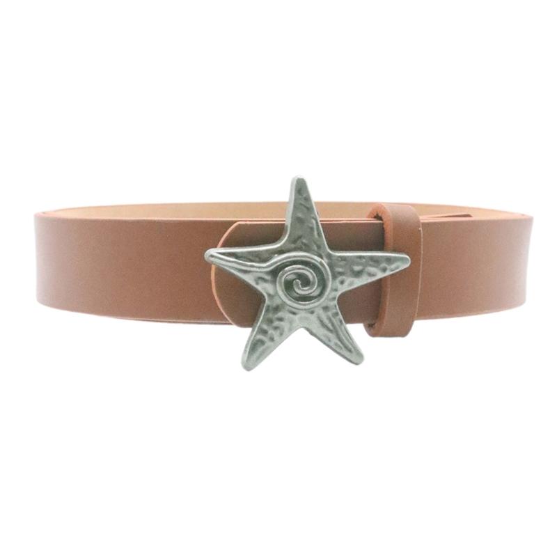 Youth Adult Belt Fashionable Star Conch Buckles Waist Belt Workwear Belt for Everyday Wear