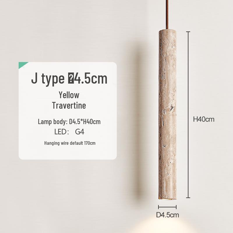Yellow Travertine Stone Pendant Lamp: Japanese Wabi-Sabi Style for Bedroom or Restaurant