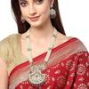 01 Jewellery Set Gold Plated Long Necklace Hyderabadi Design Pearl Peacock Necklace Set With Earring Jewellery For Women & Girls