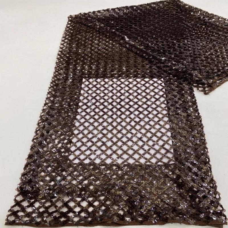 91x120cm Luxury Black Lace Fabric Nigerian Bride Sequins High Quality Tulle Fabric For Party Wedding Dress Sewing Sell