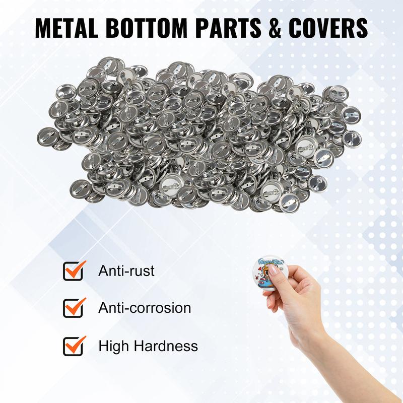 SucceBuy 25/32/58/75mm Button-Abzeichen-Teile Zubehör für Button-Maschine 200/500 Sets Metall und Kunststoff Anstecknadeln