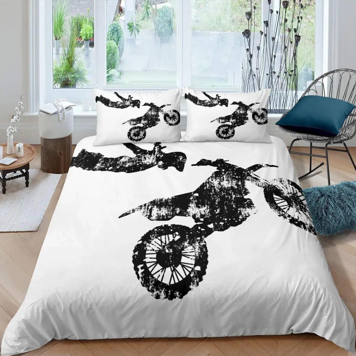 

Комплект постельного белья с 3D-принтом «Мотокросс» из микрофибры, красный, черный, с рисунком мотоцикла на тему экстремальных видов спорта, размер King Size 70x133cm 2pcs