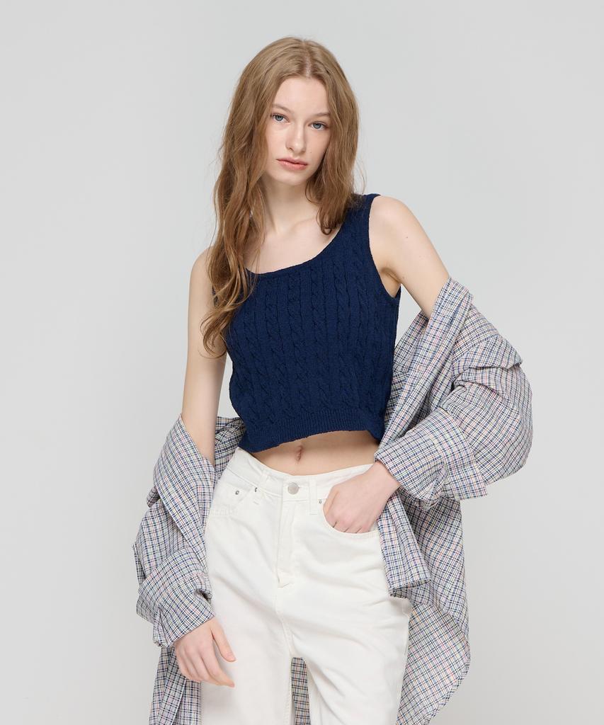 CARGOBROS FOR WOMAN Cable Bustier Knit (Navy)