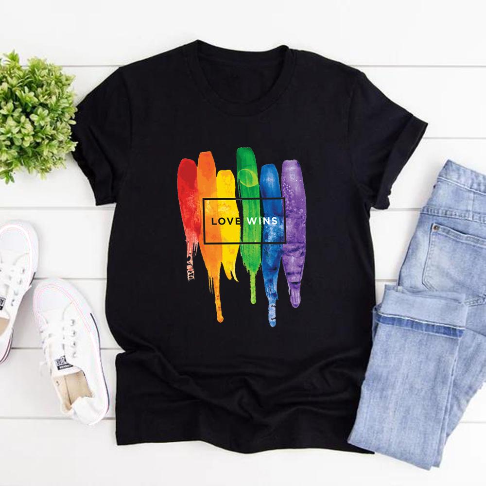 T-shirt L'Amore Vince T-shirt L'Amore È Amore Maglietta Arcobaleno Pride Unisex Donna Manica Corta Vintage Pride Streetwear Top Regalo LGBT