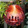2D Flat Aluminium Halloween Sign with Oil Painting Witchs Pattern - Halloween Figurine Ornaments - Ideal for Front Door, Wall, Porch, Window Decor