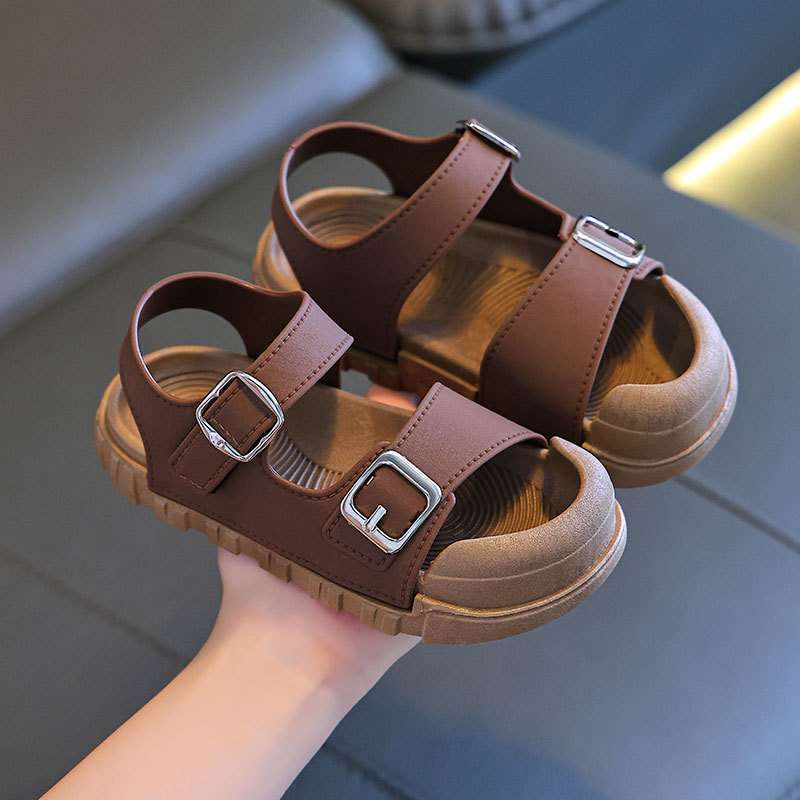 Girls Sandals 2025 New Summer Non-slip Soft Sole Girls Medium and Older Children Velcro Children's Shoes Baby Beach Sandals