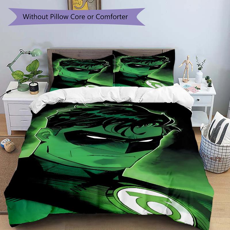 3pcs Green Lantern symbol Duvet Cover Set, 1 Duvet Cover + 2 Pillowcases (No Insert), High-Definition Print for All Seasons,Durable yy251103043