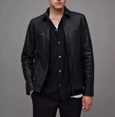 AL KHALID Echtes Lammleder Racer Bikerjacke Elegante NEUE Herrenjacke 100% Original