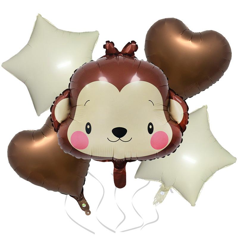 Cream Cute Wind Animal 5-Piece Set Cow Deer Red Letter Aluminum Film Balloon Set Children'S Birthday Party Decoration