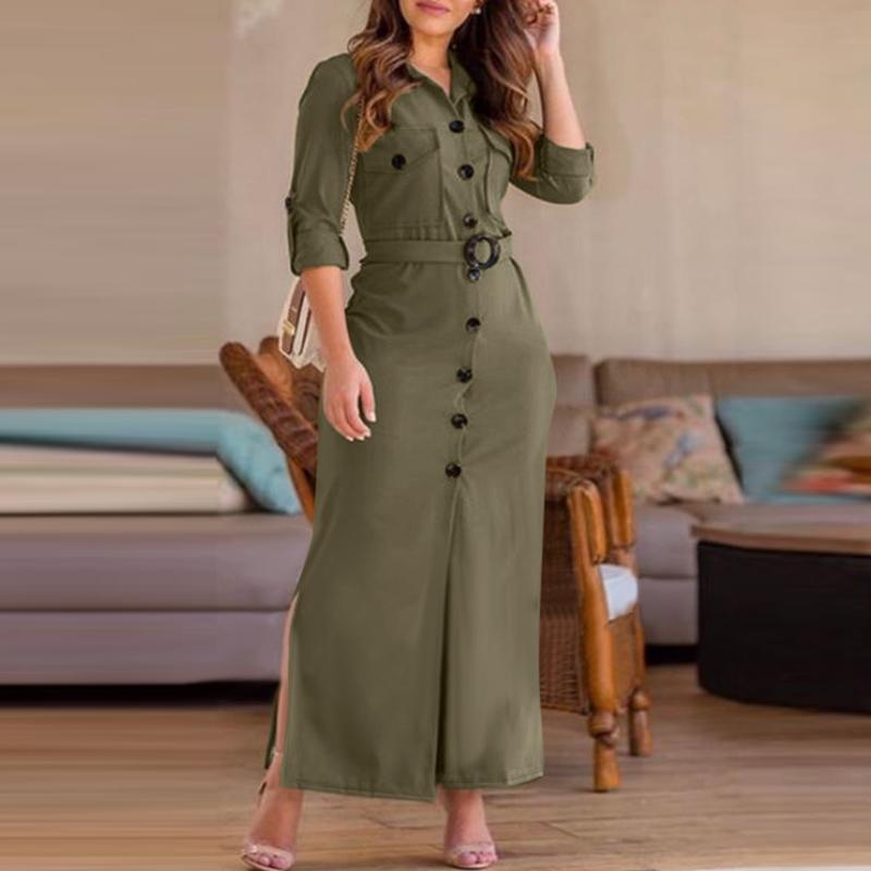 ZANZEA Women Casual Turn Down Collar Long Sleeve Shirt Dress