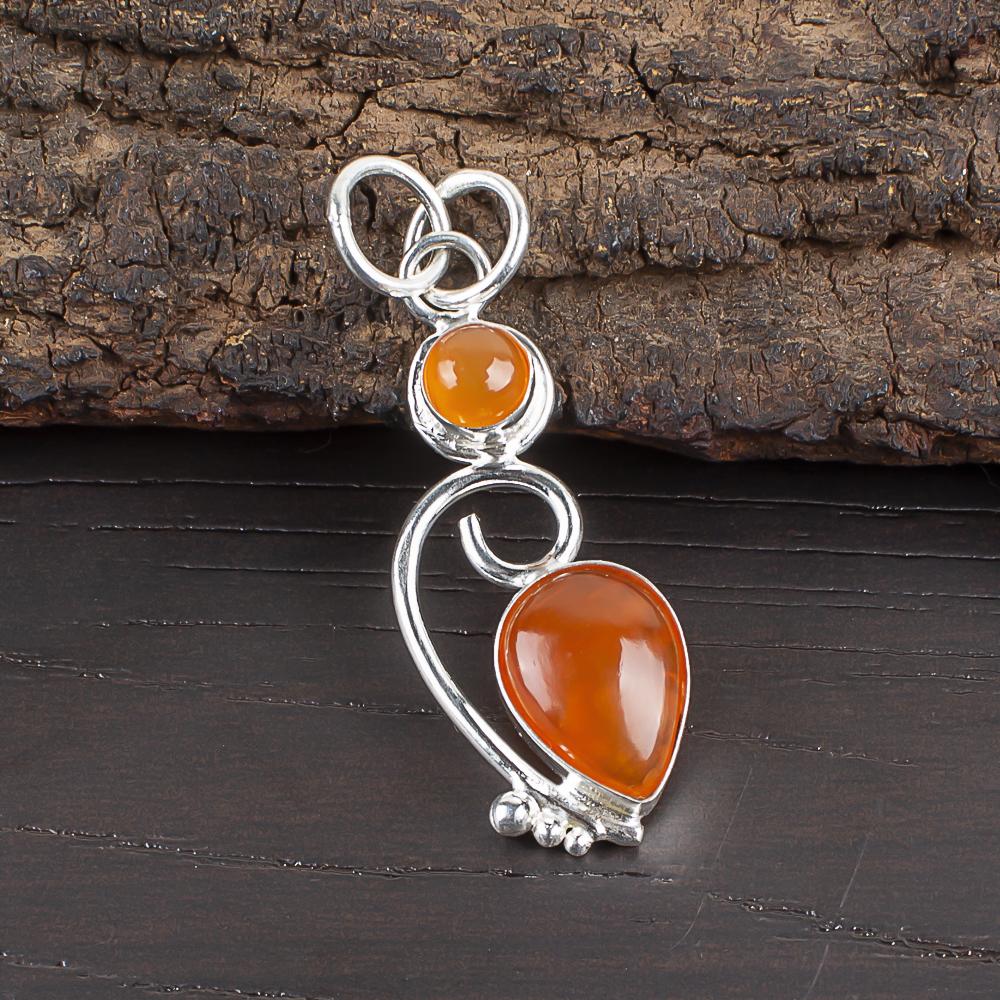 

Украшения из сердолика, кулон из стерлингового серебра 925 пробы, ослепительный серебряный кулон ручной работы для подарка на День благодарения 1.47 Inches оранжевый