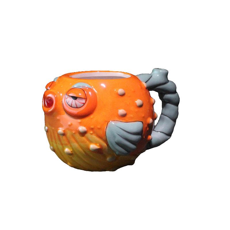 

Ceramic TIKI Cup Pufferfish Shaped Cocktail Mug Hawaiian Style Cute Tiki Cup Party Personalized Tropical Fish Shaped Wine Mug